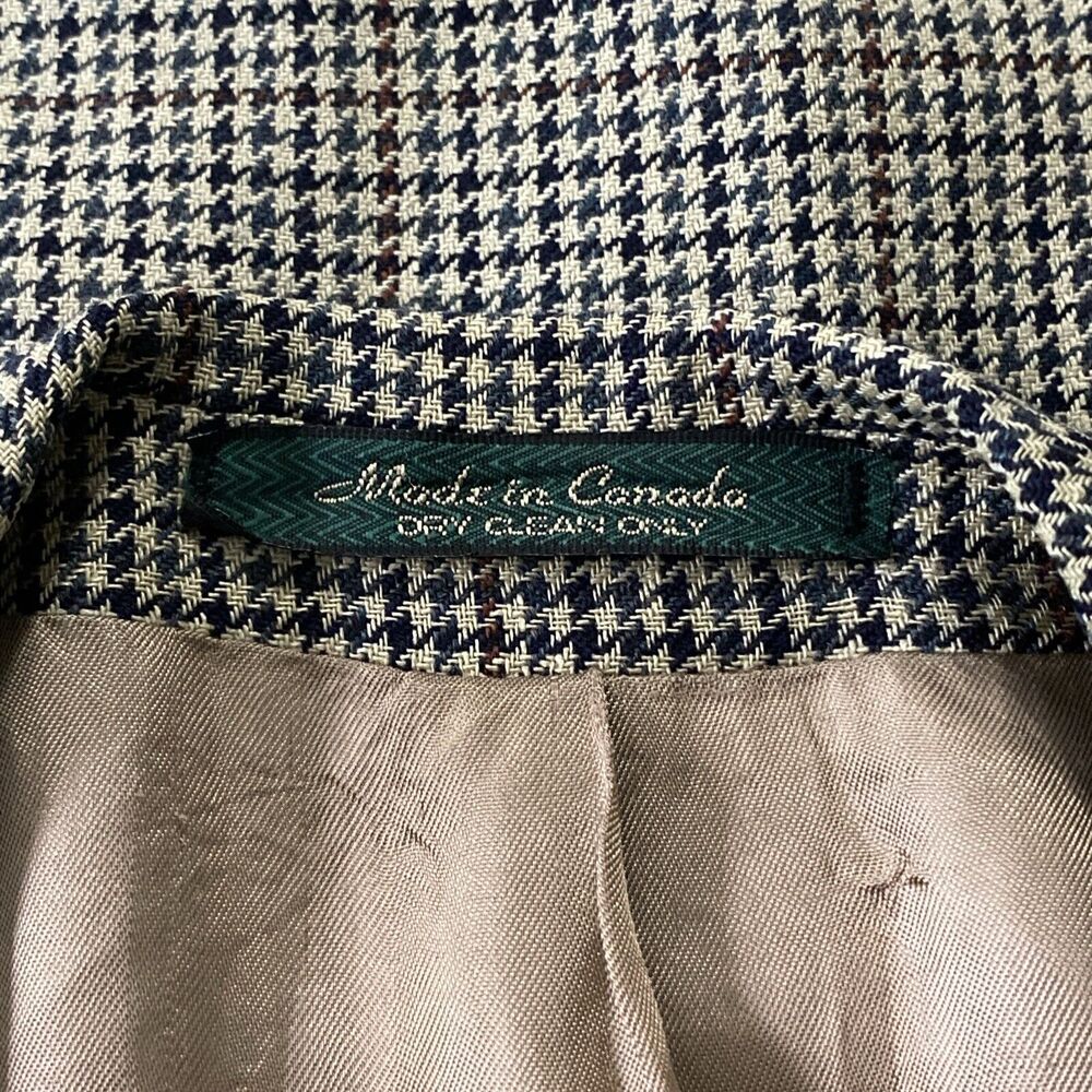 Chaps Ralph Lauren Wool Silk Sport Coat Mens 42R Houndstooth Blazer Suit Jacket - Picture 14 of 16